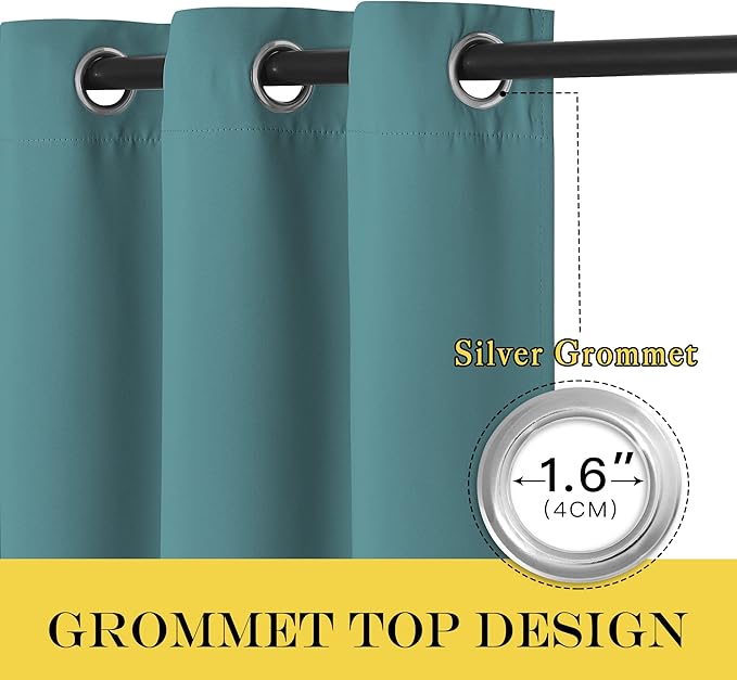 NICETOWN Blackout Curtains 54 Inches Long, Thermal Insulated Room Darkening Curtains for Bedroom, Window Treatment Drapes for Living Room Nursery (W66 x L54 Inch, Sea Teal, 1 Panel)