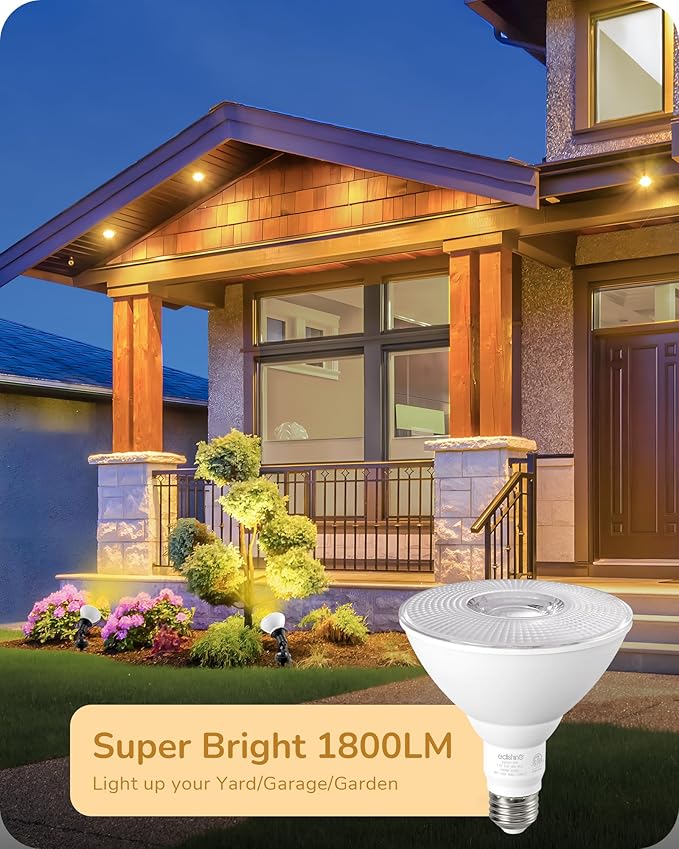 EDISHINE PAR38 LED Outdoor Flood Light Bulbs 2 Pack, 120W Equivalent Dimmable Waterproof LED Flood Light Bulb 3000K Warm Light 18W 1800LM E26 Base for Yard Porch Driveway Garage Christmas, ETL Listed