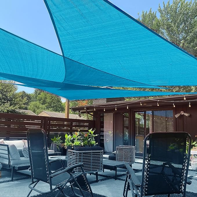 LOVE STORY Custom Size 10'x18'x20.6' Turquoise Blue Sun Shade Sail Right Triangle Sunshade Fabric Awning Canopy for Patio Backyard Carport Pergola (Customized)