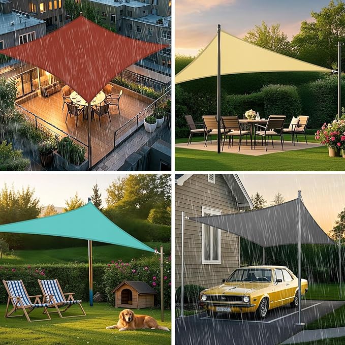 Artpuch Waterproof Sun Shade Sail, 10'x13' Cream Rectangular, UV Resistant Rain Canopy, Curved Edges Shade Cloth for Outdoor Patio, Deck, Yard (Customizable)