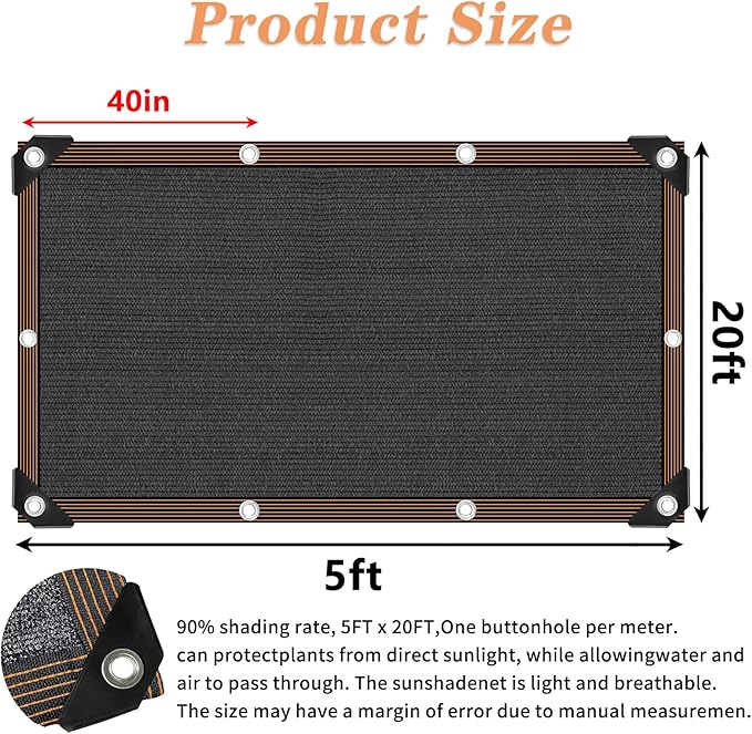 Shade Cloth for Plants Greenhouse, 80-90% Sunblock Shade Sails for Outdoor Garden Pergola Patio Lawn Pool Sun Shade Cloths for Kennel Chicken Coop Easier to Hang Shade Net Cover Shade Cloth