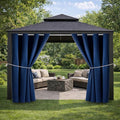 Water Proof Outside Curtains with Grommet Top for Porch, W52 x L120 Thermal Insulated Washable Light Block Outdoor Divider Drapes for Patio Gazebo Deck Pool Area Pergola Cabana (Navy, 2 Panels)