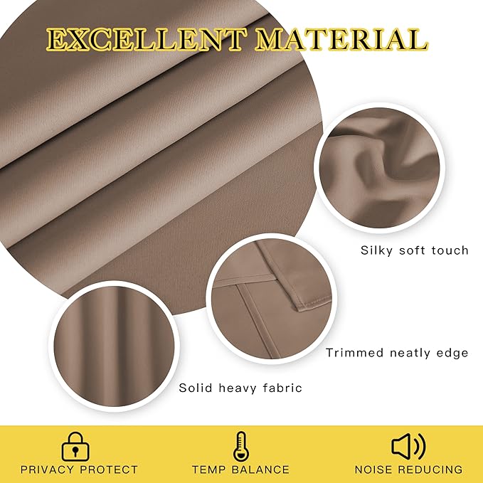 NICETOWN Cappuccino Blackout Curtains for Bedroom/Living Room 132 Inch Length - Thermal Insulated Room Darkening Grommet Top Window Curtains (100 by 132 - Inch, 1 Panel)