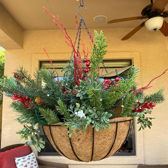 Hanging Baskets Planter for Plants - 2 Pack 10 Inch Metal Baskets with Coco Coir Liner, Hanging Flower Pots for Outside with Chain, Indoor Outdoor Garden Porch Decoration (10'' Pack of 2)