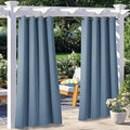 NICETOWN 2 Panels Stone Blue Outdoor Curtains for Patio Waterproof, Rustproof Grommet Thermal Insulated Blackout Indoor Outdoor Room Darkening Drapes for Patio/Front Porch, W52 x L108