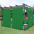 Easy-Going Outdoor Patio Curtains Detachable Tab Top Windproof Weatherproof Curtain for Cabana, Porch, Pergola and Gazebo, Tab Bottom Drape, 2 Panels, 54W x 84L inch, Green