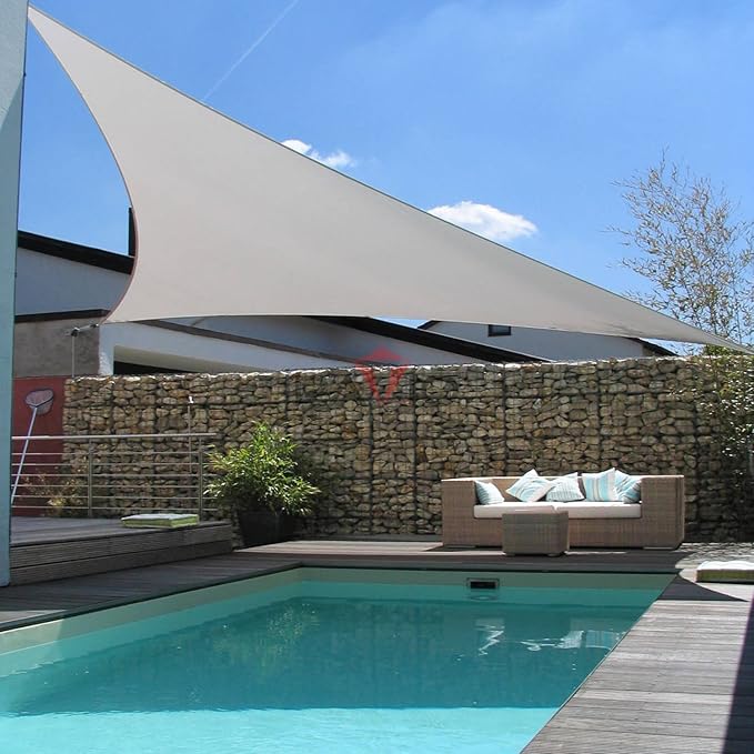Patio Paradise 4' x 4' x 4' Sun Shade Sail Triangle Canopy Shade Cloth Fabric Sunlight Block Patio Pergola Cover HDPE Deck Awning for Outdoor Backyard Roof Shading, Gray