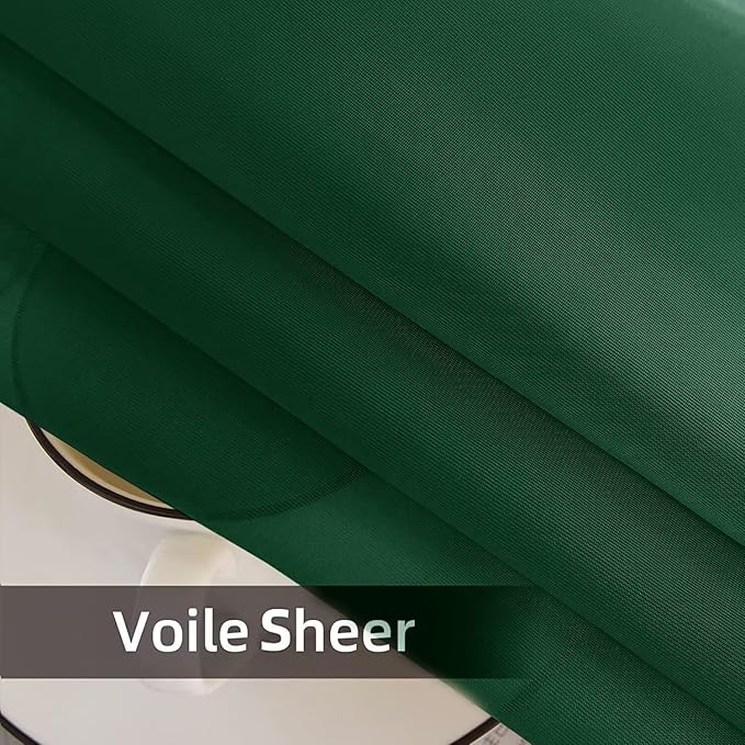 SpaceDresser Waterproof Outdoor Sheer Curtains for Patio - 2 Panels Rod Pocket Indoor Voile Sheer Curtain for Living Room,100W x 96L inch, Foliage Green