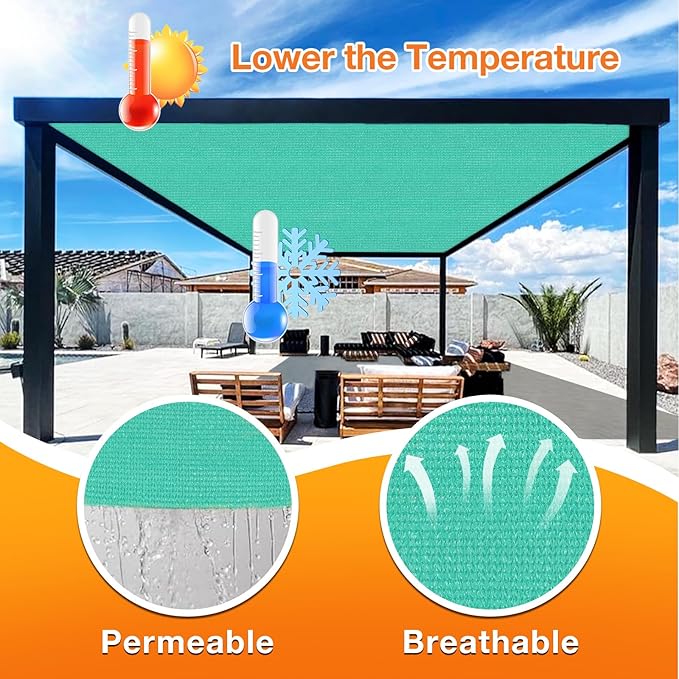 Artpuch Outdoor Pergola Shade Cover 4' X 10' Sun Shade Cloth with Grommets, 90% UV Protection Canopy Patio Privacy Screen (Customized Available) GN107, Turquoise