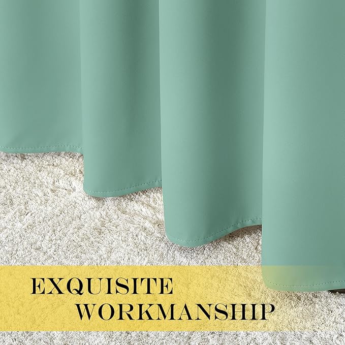 NICETOWN Aqua Blue Blackout Curtains for Bedroom/Living Room 132 Inch Length - Thermal Insulated Room Darkening Grommet Top Window Curtains (100 by 132 - Inch, 1 Panel)