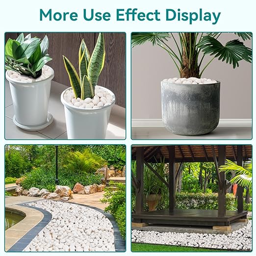 5 lbs White Rocks for Landscaping, 1-2 inch Decorative Rocks for Plants Indoor, Large Polished River Rocks for Garden, Outdoor Landscaping, Walkways, Yard, Plants Pots, Vases, Crafts
