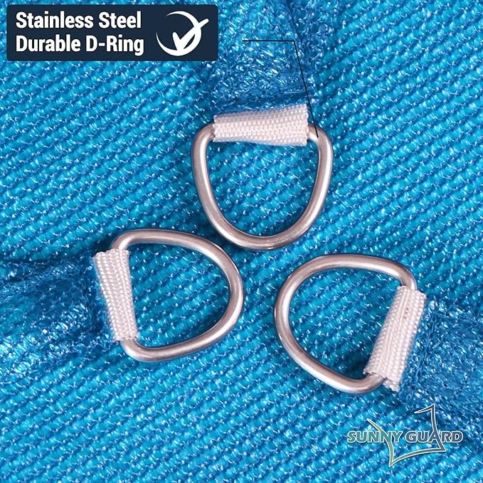 SUNNY GUARD Custom Size 13'x16'x16' Triangle Turquoise Blue UV Block Sunshade for Backyard Yard Deck Patio Garden Outdoor Activities and Facility(Customized)