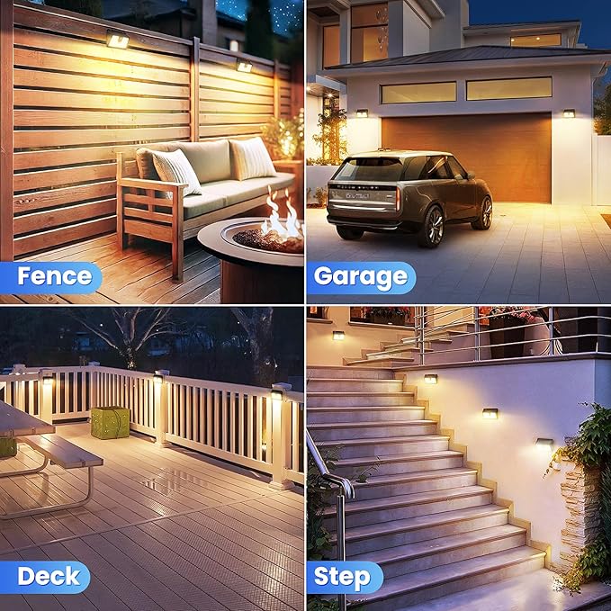 [2 Packs] Solar Motion Sensor Outdoor Lights, Super Bright Solar Lights Outdoor Waterproof, 3 Lighting Modes Security Wall Light for Outside Walking Dog Fence Backyard Deck Garden Door Step Garage