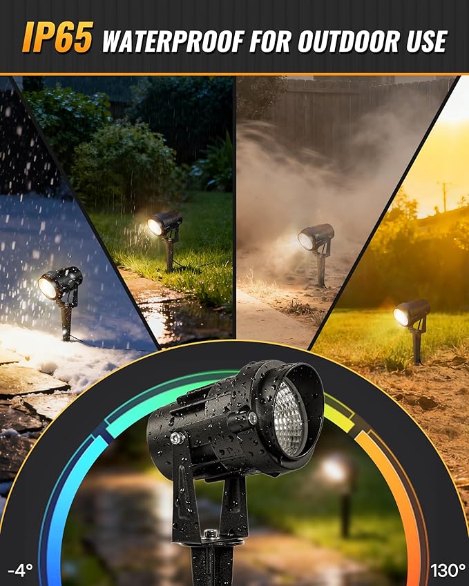 6W 700LM Low Voltage Landscape Lighting, 12V AC/DC 3000K Warm White LED Low Voltage Landscape Lights, IP65 Waterproof Outdoor Spotlights with Connectors for Garden Tree Yard 2 Pack W01SLP206