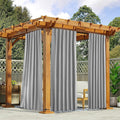 NICETOWN 2 Panels Outdoor Curtains Waterproof Pocket & Back Tab on Top & Bottom, Thermal Insulated Windproof Sun Blocking Outside Privacy Drapes for Patio with Fixed Rope, W52 x L95, Silver Gray