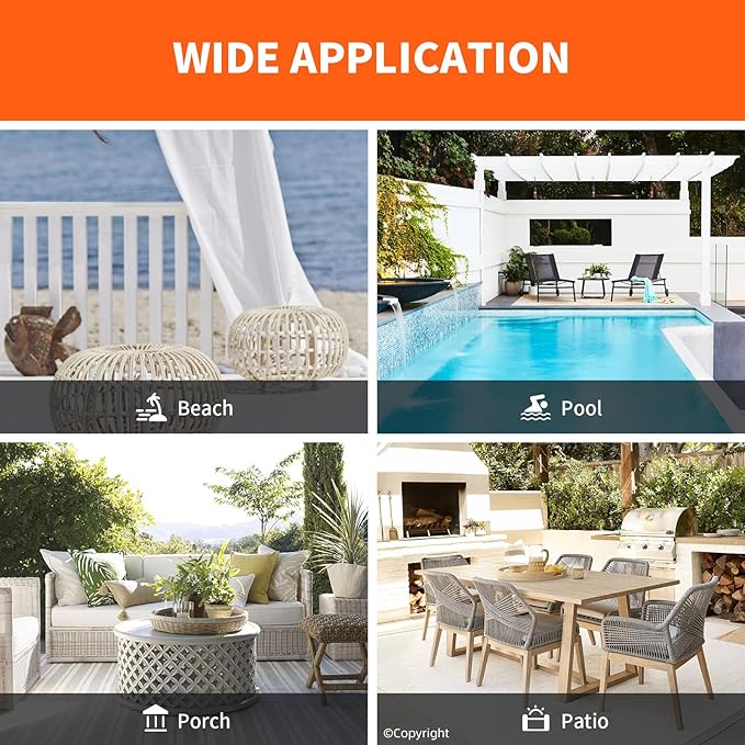 DIVA EN CAMINO DEC Outdoor Patio Curtain Waterproof Darkening Thermal Insulated Indoor Curtains for Bedroom, Porch, Living Room, Pergola, Cabana, W84 x L95, Orange, Set of 2 Panels