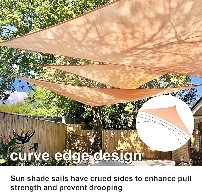 SUNLAX Sun Shade Sail 10' x 15' x 18' Peach Fuzz Rectangle Canopy Sail Shade Cover UV Block Permeable Sunshade Outdoor for Patio Backyard Deck Pergola (We Make Custom Size)