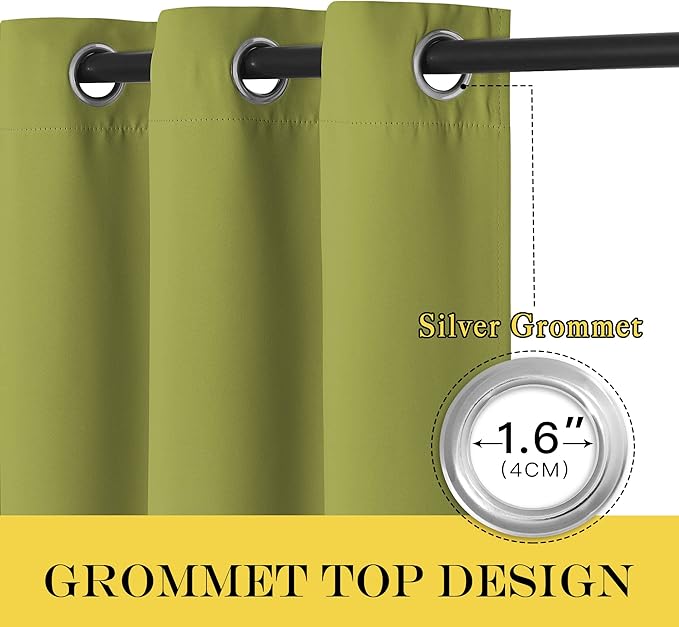 NICETOWN Room Darkening Curtain for Living Room - Energy Saving Thermal Insulated Grommet Room Darkening Curtain/Drape for Bedroom (1 Panel, 46 by 72, Fresh Green)