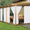HolidayIdeas Outdoor Curtains for Patio Waterproof, 6 Panels - 54x95 Inches - Weatherproof Privacy Outsides Curtains for Cabana Porch Pergola, Sunlight & UV Blocking (White, Grommet Top)