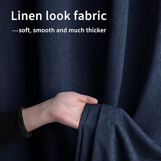 Easy-Going Linen Look Outdoor Curtains Waterproof Windproof Porch Curtains, Soft Thicken Outdoor Privacy Curtains for Patio, Gazebo, Grommet Top and Tab Bottom Drape, 1 Panel, 110x120 inch, Navy