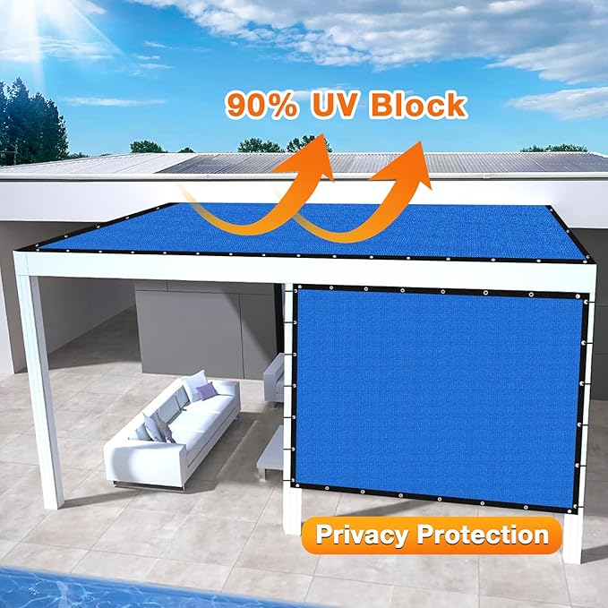 Artpuch Outdoor Pergola Shade Cover 5' X 6' Sun Shade Cloth with Grommets, 90% UV Protection Canopy Patio Privacy Screen (Customized Available) GN107, Blue