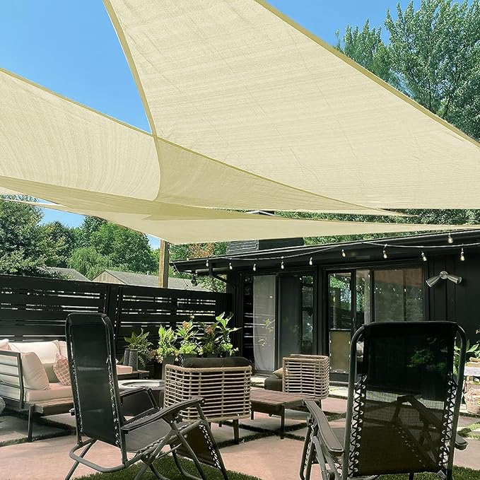 LOVE STORY Custom Size 6'x7'x9.2' Butter Cream Sun Shade Sail Right Triangle Sunshade Fabric Awning Canopy for Patio Backyard Carport Pergola (Customized)