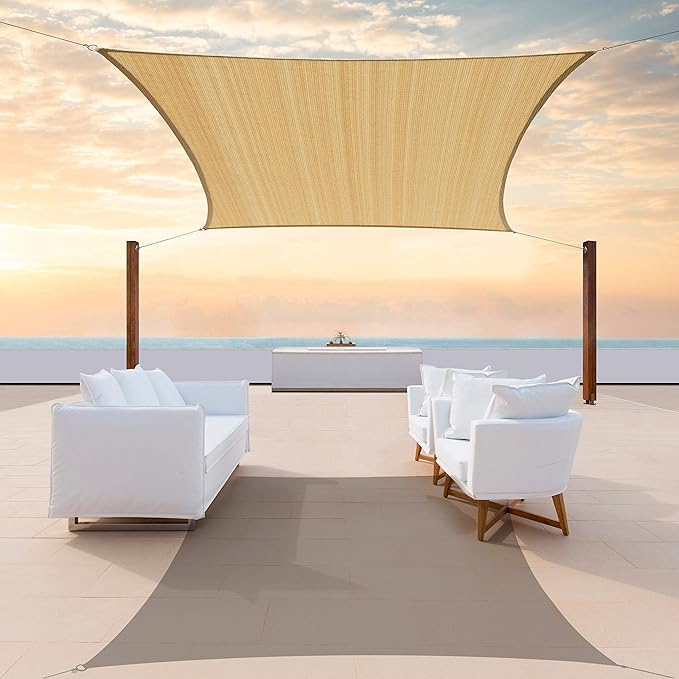 ColourTree TAPR1616 Custom Size 8' x 19' Sand Beige Sun Shade Sail Canopy UV Block UPF50 Rectangle - Commercial Standard Heavy Duty - 190 GSM - 3 Years Warranty