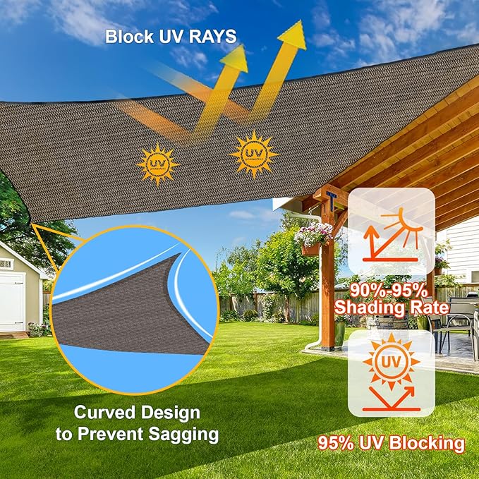 SUNLAX Sun Shade Sail 6' x 18' Brown Rectangle Canopy Sail Shade Cover UV Block Permeable Sunshade Outdoor for Patio Backyard Deck Pergola (We Make Custom Size)