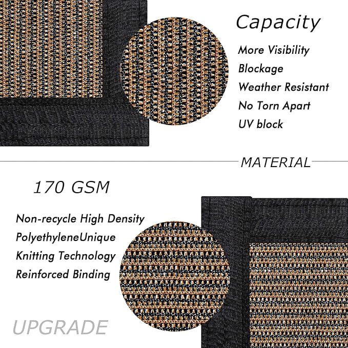 UPGRADE Privacy Fence Screen 3'x59' Brown Outdoor 90% Visibility Blockage 170 GSM Mesh Shade Cover Panels for Backyard,Balcony,Home Decoration with Zip Ties,Customized Avaliable