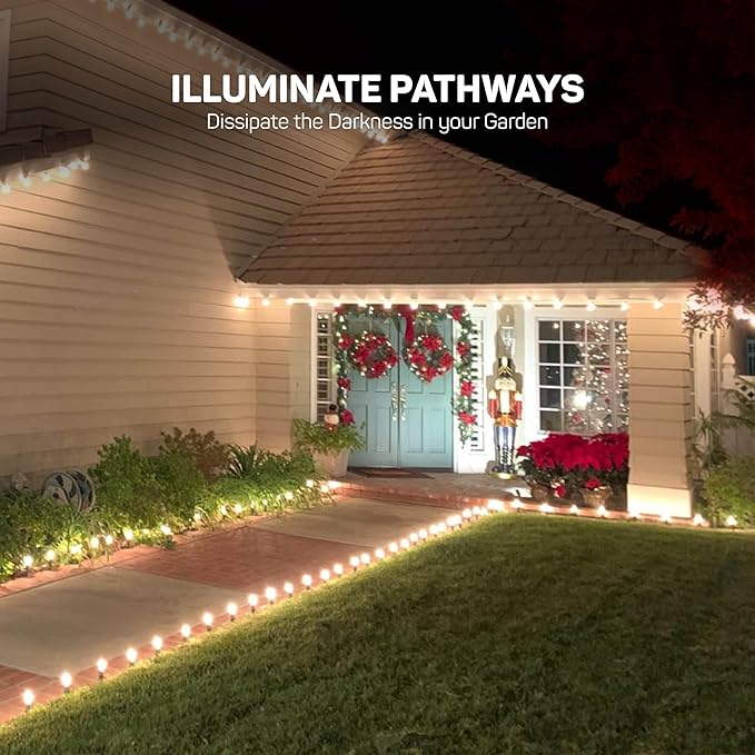 Christmas Light Yard Stakes [Set of 50] Outdoor Light Stakes - 8.5" Tall - Universal Christmas Pathway Lights On Yards, Driveways - Christmas Yard Stakes - USA Made