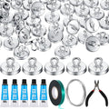 WILLBOND Plant Anchor Kit, 80 Pcs Vine Anchors 5 Pack Silicone Adhesive Sealant Garden Tie Tape Metal Wire Wire Cutters for Spring Trellis Vine and Stucco Brick Wall Climbing Plants Supplies(Silver)