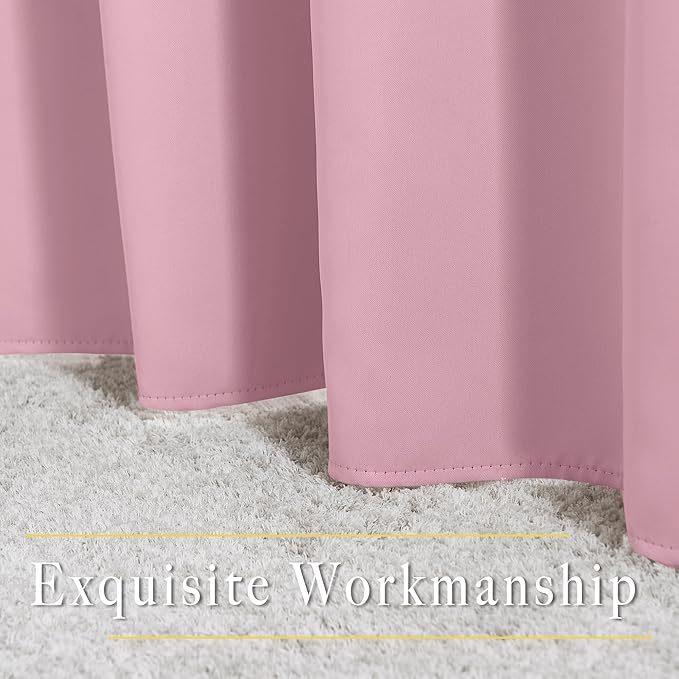 NICETOWN Rouge Pink Blackout Curtains 84 inch Length, Grommet Top Room Darkening Drapes for Bedroom Living Room, Light Blocking Window Covering for Privacy (W66 x L84 Inch, 1 Panel)