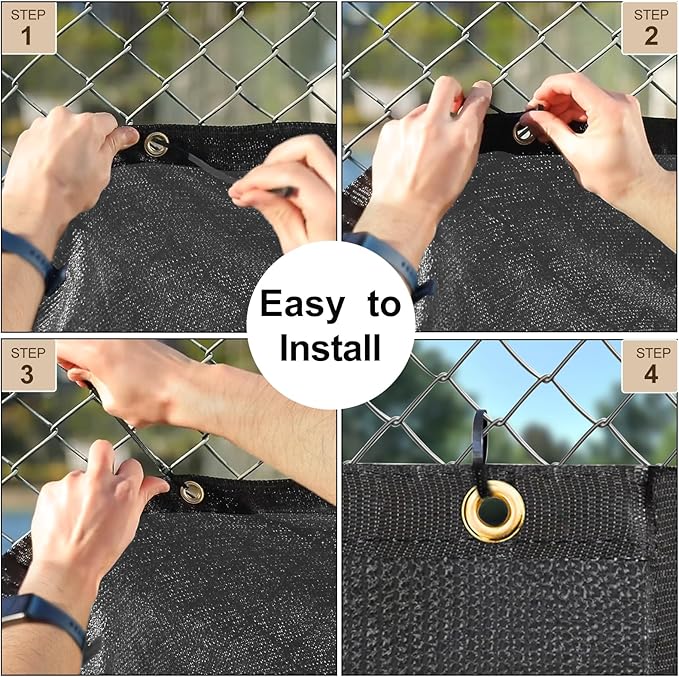 UPGRADE Privacy Fence Screen 4'x17' Dark Grey Outdoor 90% Visibility Blockage 170 GSM Mesh Shade Cover Panels for Backyard,Balcony,Home Decoration with Zip Ties,Customized Avaliable