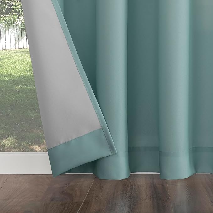 Sun Zero Marina Indoor/Outdoor UV Protectant Energy Efficient Grommet Curtain Panel, 54" x 108", Soft Teal