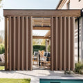 NICETOWN 2 Panels Outdoor Curtains for Patio Waterproof, Thermal Insulated Top & Bottom Grommet Blackout Windproof Gazebo Curtains & Drapes Heat & Cold Block for Garden, W84 by L95, Tan