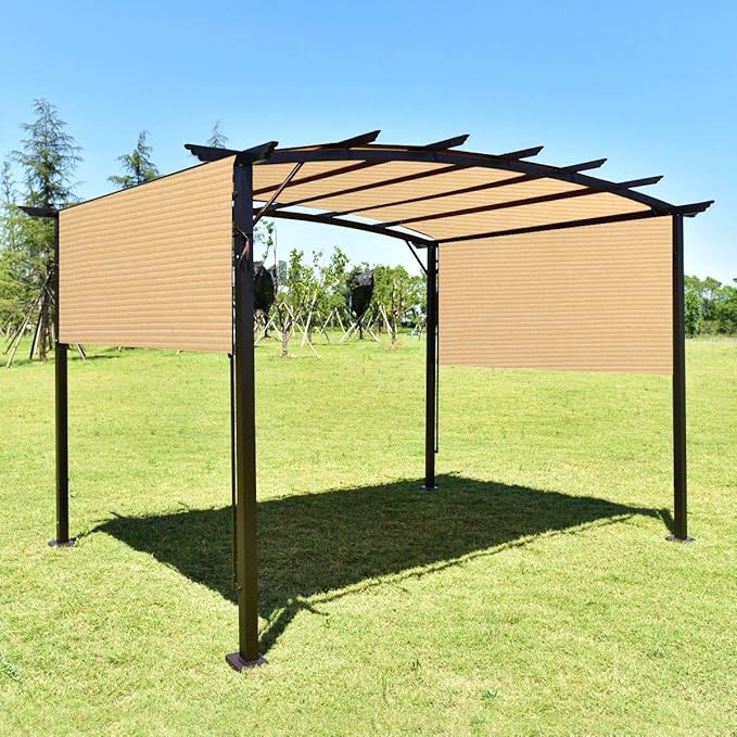 Eden's Decor Straight Flat-Edged Sun Shade Sail Rectangular 13' x 15' Beige UV-Blocking Outdoor Canopy Fabric Cloth Awning for Pergola Patio Garden Backyard Custom Size