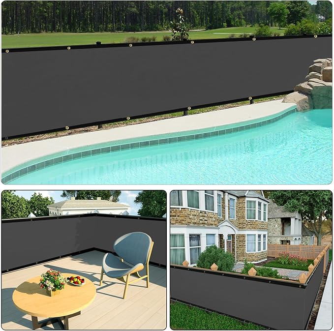 UPGRADE Privacy Fence Screen 4'x48' Dark Grey Outdoor 90% Visibility Blockage 170 GSM Mesh Shade Cover Panels for Backyard,Balcony,Home Decoration with Zip Ties,Customized Avaliable