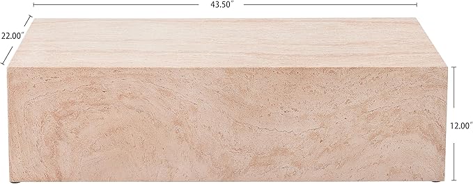 Christopher Knight Home Jorine 43.5" Outdoor Rectangular Coffee Table, Lightweight Concrete Coffee Table, Natural Texture Side Footstool, Spacious Tabletop Display, No Assembly Required, Natural