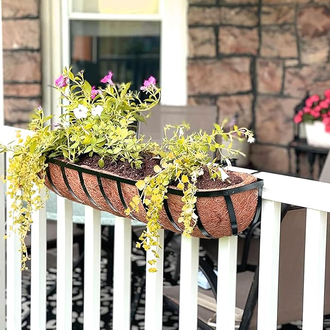 Coco Liners for Planters - 2 Pack 30 Inch Trough Coconut Liners for Planters, Window Box Coco Liners, 100% Natural Coconut Fiber Liners for Wall Hanging Basket, Window Box, Fence Baskets