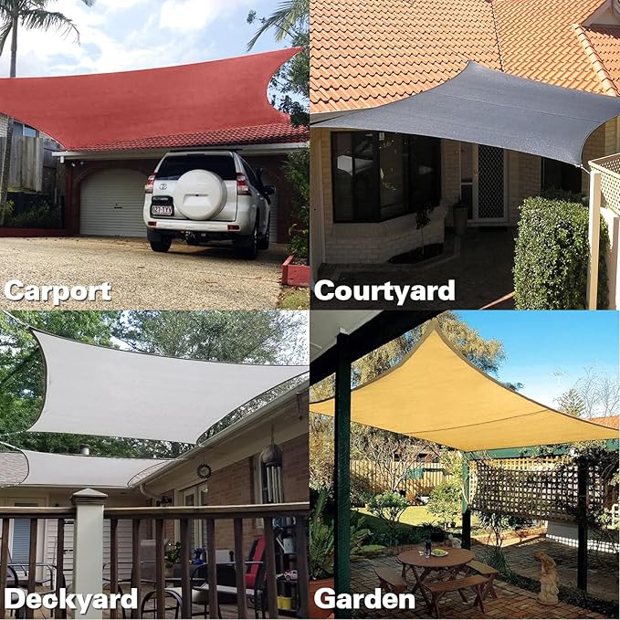 KANAGAWA 22'X22' Rust Red Custom Size Sun Shade Sail Square UV Block Canopy Cover for Patio Backyard Lawn Garden Outdoor (Customized Available)
