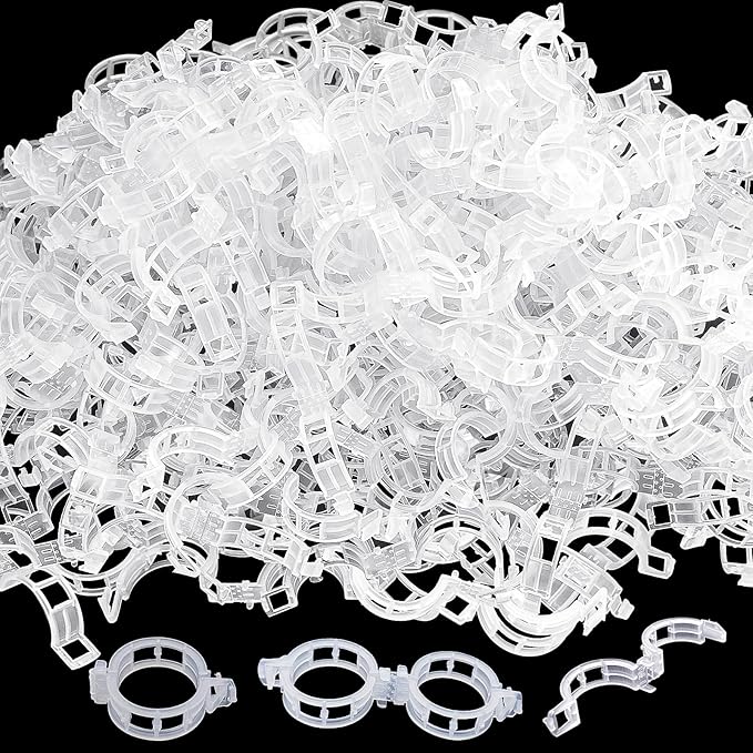 Anyumocz 400Pcs Plant Support Garden Clips,Plastic Grape Tomato Support Clip,Vegetable Vine Clips for Climbing Plants,Outdoor,Indoor(White)