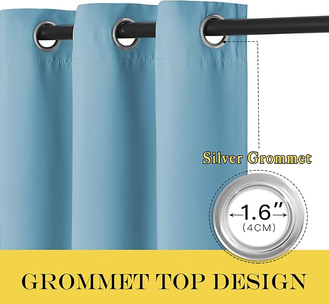 NICETOWN Blackout Drapery Curtain Panel 90 inches Long - Window Treatment Thermal Insulated Grommet Blackout Curtain/Drape for Bedroom Living Room (Teal Blue, 1 Panel, 46 by 90 inches)