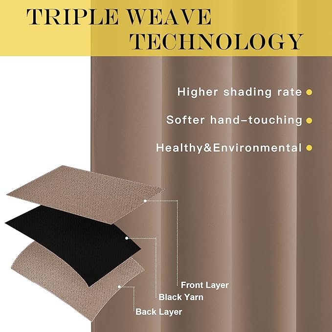 NICETOWN Patio Blackout Curtain Panels - Extra Wide Curtains, Sliding Door Insulated Drape, Privacy Room Divider Curtain for Hall Room (Cappuccino, 100 x 108 Inch)