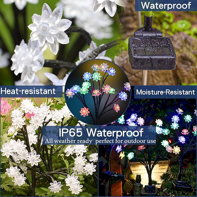 TONULAX Solar Garden Lights - Upgraded Landscape Tree Lights with Larger Solar Capacity, Decorative Light Outdoor for Pathway, Patio, Front Yard Decoration(4 Pack)
