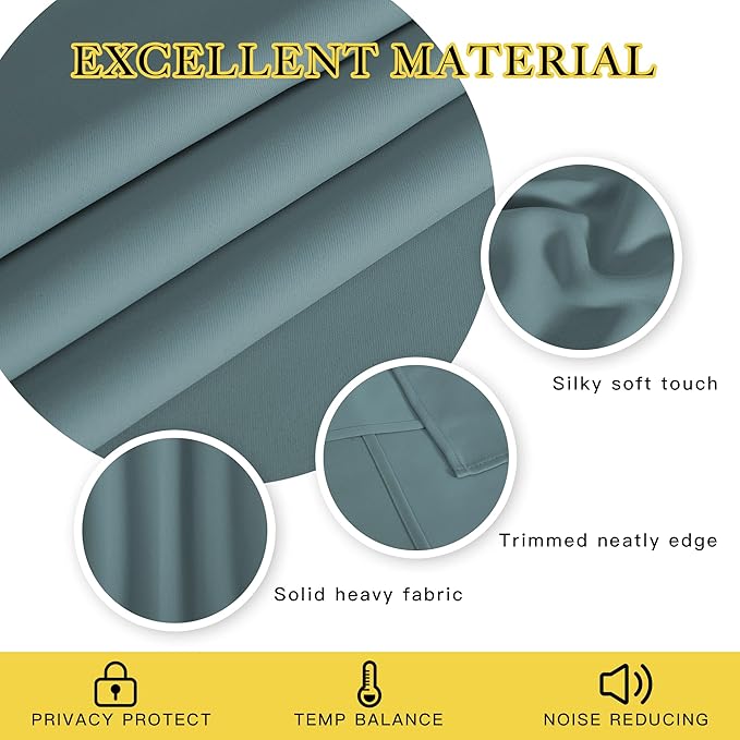 NICETOWN Sliding Glass Door Curtain - Grommet Extra Wide Window Treatment Thermal Curtain Energy Saving Sleep Out Curtain for Kids Room/Living Room (Greyish Blue, W100 x L95, 1 Panel)
