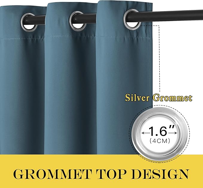 NICETOWN Blackout Doorway Curtain Drape 78 inch Long - Grommet Noise Reducing Thermal Insulated Solid Modern Window Treatments for Bedroom Closet (1 Panel, 52 x 78 Inch, Smoky Blue)