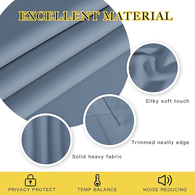 NICETOWN Blackout Cafe Curtain 54 inches Long - Thermal Insulated Grommet Room Darkening Window Treatment Voice Reducing for Kitchen/Cafe (Stone Blue, 1 Panel, W66 x L54)