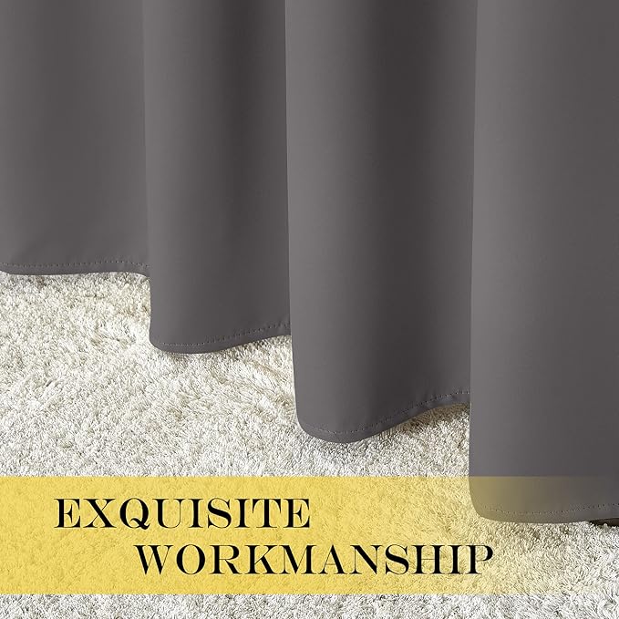 NICETOWN Grey Blackout Curtain & Drape for Doorway - Grommet Privacy Door Curtains Noise Reducing Thermal Insulated Window Treatment for Bedroom/Living Room (1 Panel, W52 x L78)