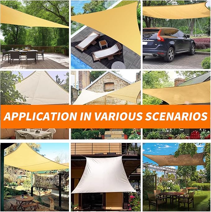 8'x8' Sun Shade Sail Curved Commercial Outdoor Shade Cover Turquoise Rectangle Heavy Duty Permeable 185GSM Outdoor Shades for Patio Garden Sandbox