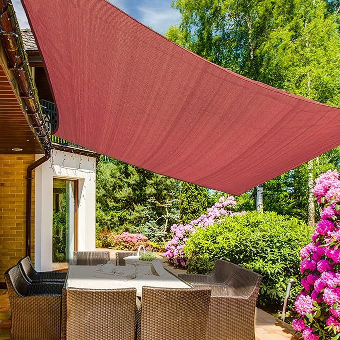 KANAGAWA 9'X11' Rust Red Custom Size Sun Shade Sail Rectangle UV Block Canopy Cover for Patio Backyard Lawn Garden Outdoor (Customized Available)